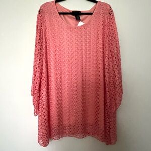 NWT Women’s Frazzle Crocheted Lined Coral Tunic size XXL